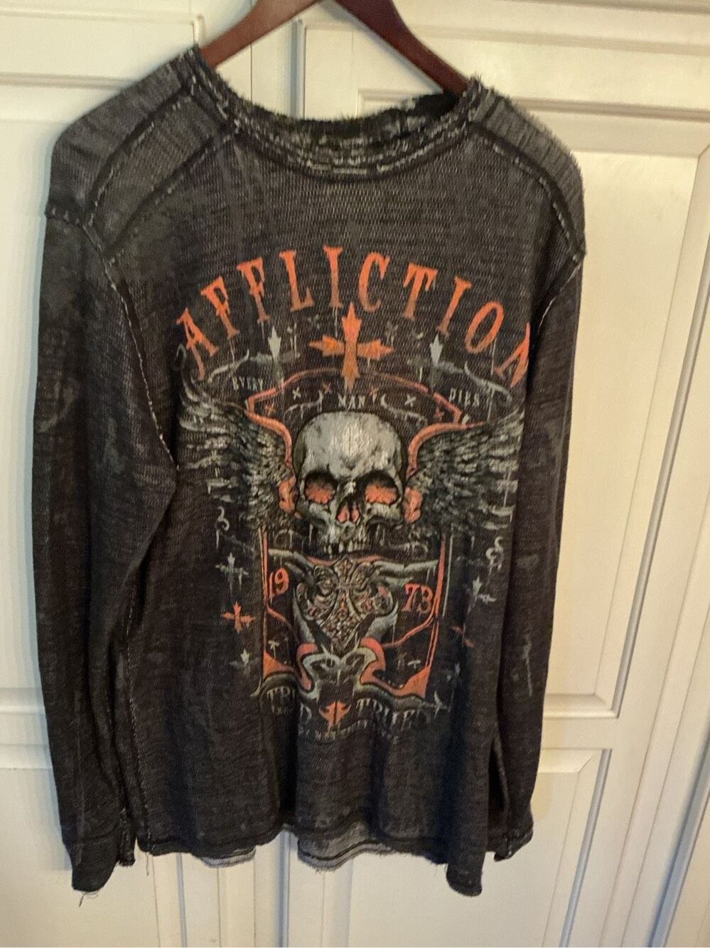Affliction American Customs Thermal Reversible Shirt Sz XL Grunge